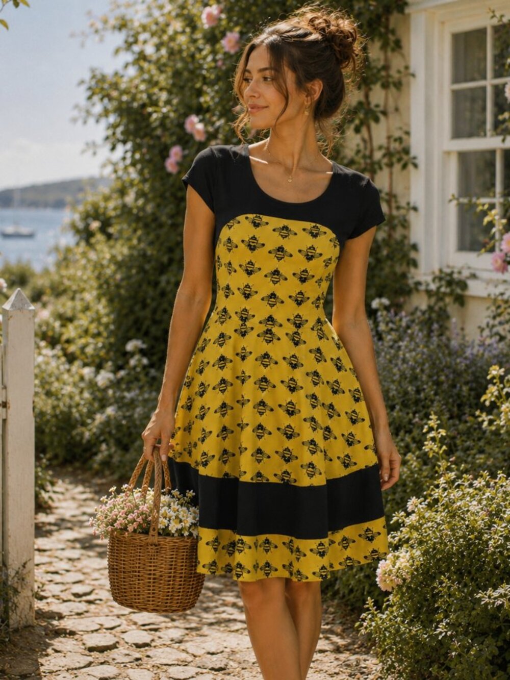 Effie's Heart Anthropologie Bumble Bee Print The Napoli Dress